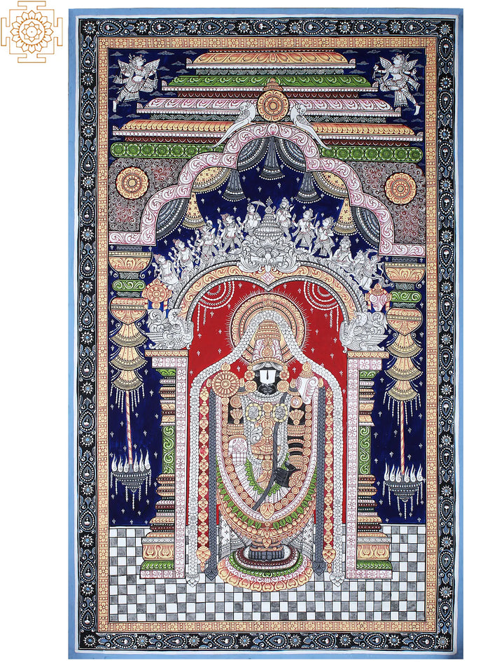 Lord Venkateshwara (Tirupati Balaji) Pattachitra Painting on Cloth by Rabi Behera · view 1