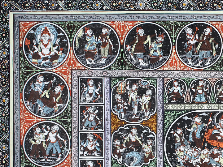 Krishna Leela (The Story of Lord Krishna) Pattachitra Painting on Cloth by Rabi Behera · view 3
