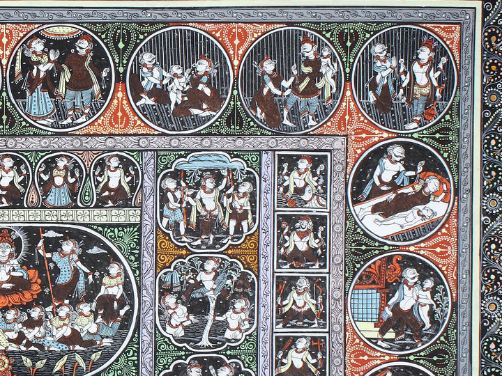Krishna Leela (The Story of Lord Krishna) Pattachitra Painting on Cloth by Rabi Behera · view 4