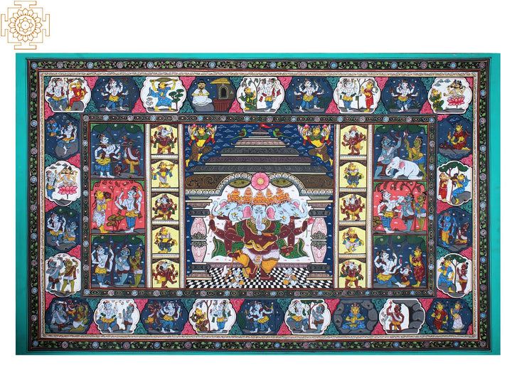Ganesha Lila Pattachitra Painting on Cloth by Rabi Behera · view 1