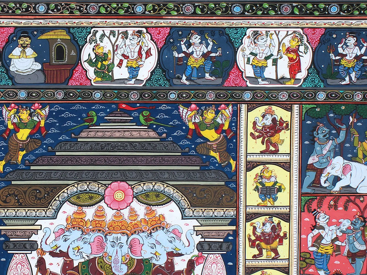 Ganesha Lila Pattachitra Painting on Cloth by Rabi Behera · view 4