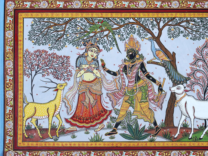 Shyama Sundar Krishna with Radha Pattachitra Painting on Cloth by Rabi Behera · view 3