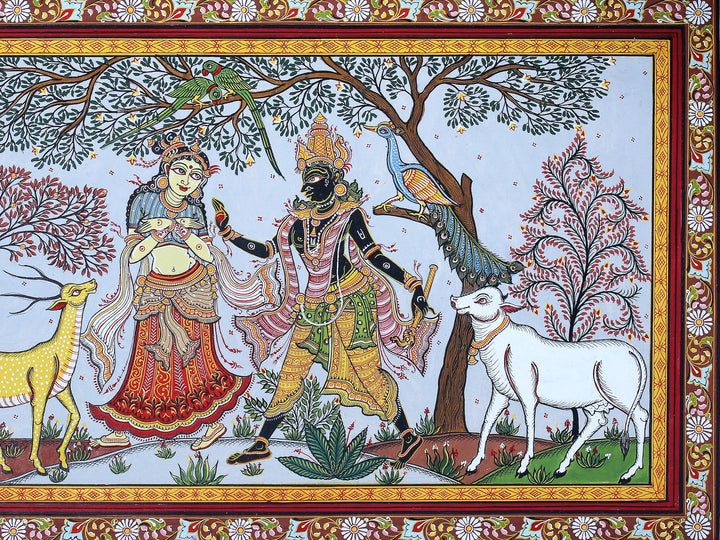 Shyama Sundar Krishna with Radha Pattachitra Painting on Cloth by Rabi Behera · view 4