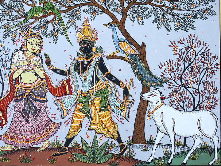 Radha-Krishna Pattachitra Painting on Cloth by Rabi Behera · view 4