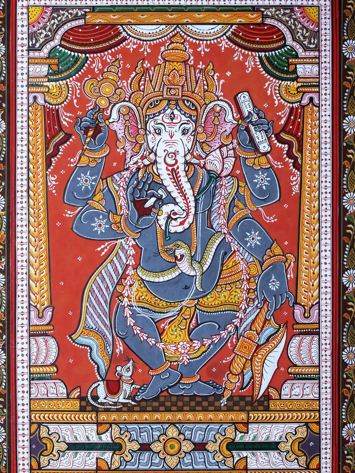 Standing Lord Ganesha Pattachitra Painting on Cloth by Rabi Behera · view 2