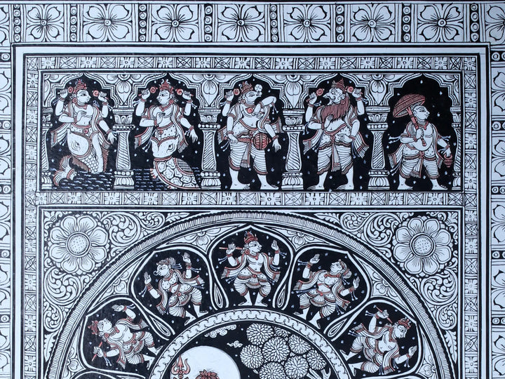 Devi Parvati Worship of Shiva Linga with Lord Vishnu Dashavatara Pattachitra Painting on Cloth by Rabi Behera · view 3
