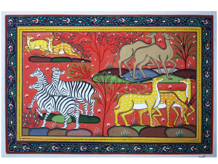 Gentle Animals Pattachitra Painting on Cloth by Rabi Behera · view 1
