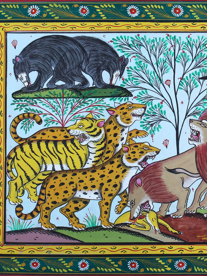 Feasting on Their Hunt Pattachitra Painting on Cloth · view 3