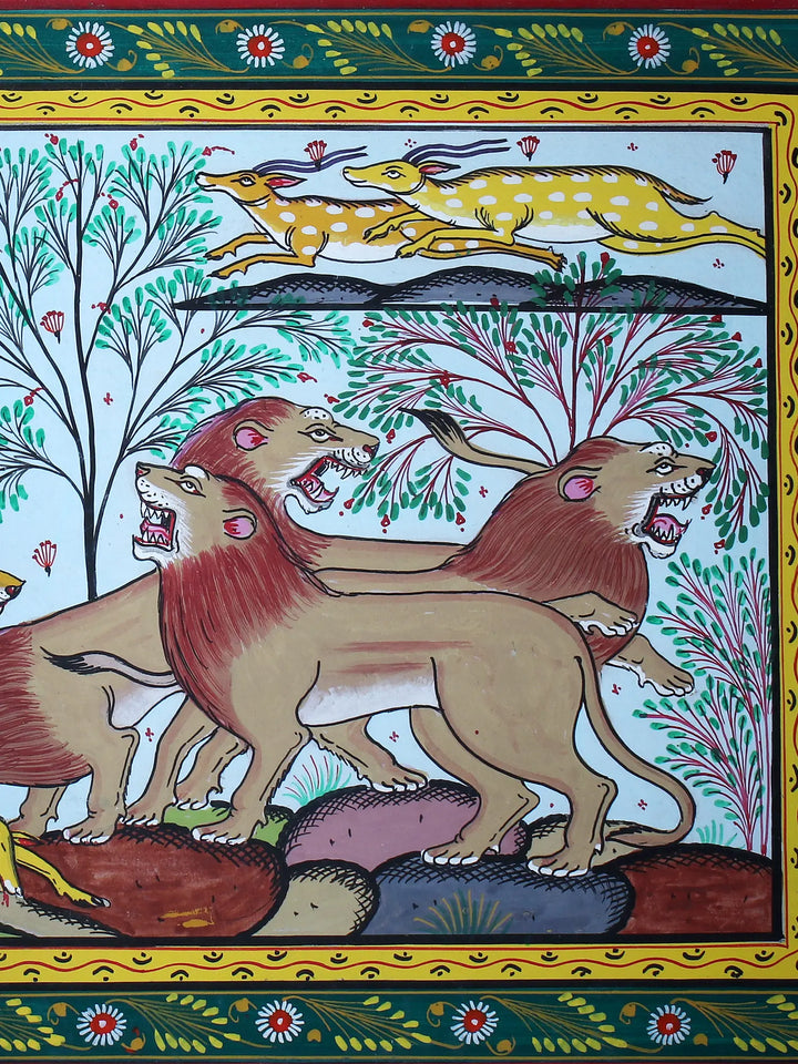 Feasting on Their Hunt Pattachitra Painting on Cloth · view 4