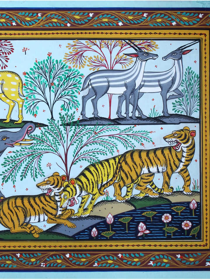 The Wildlife Paata from Odisha Pattachitra Painting on Cloth by Rabi Behera · view 4