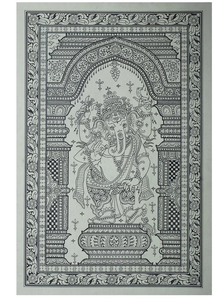 Standing Lord Ganesha Pattachitra Painting on Cloth by Rabi Behera · view 1
