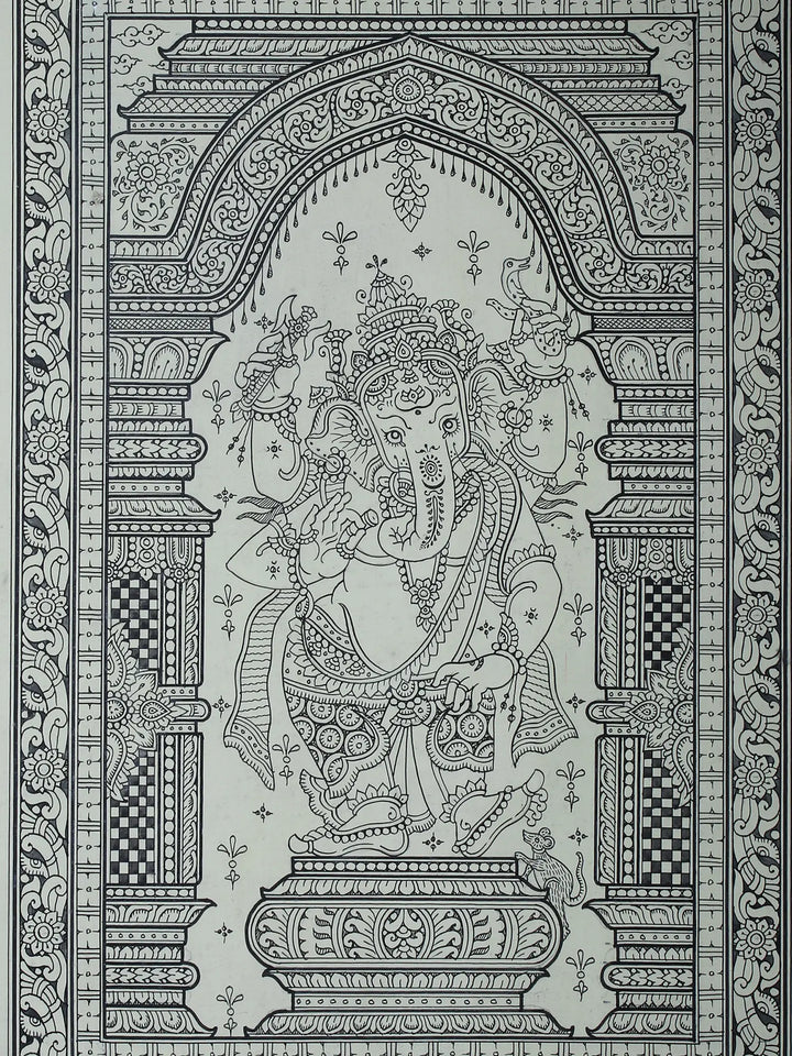 Standing Lord Ganesha Pattachitra Painting on Cloth by Rabi Behera · view 2