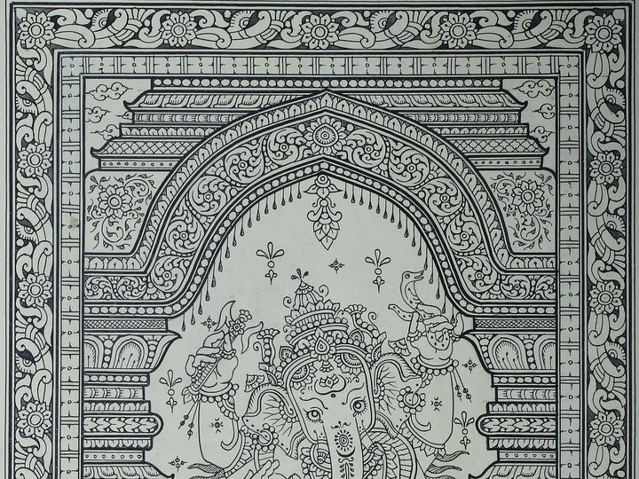 Standing Lord Ganesha Pattachitra Painting on Cloth by Rabi Behera · view 3