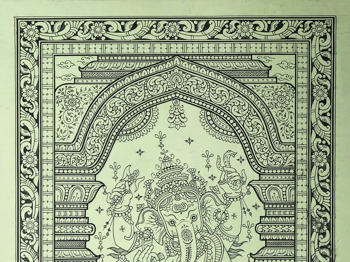 Standing Ekadanta Ganesha Pattachitra Painting on Cloth by Rabi Behera · view 3