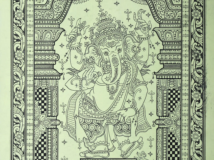 Standing Ekadanta Ganesha Pattachitra Painting on Cloth by Rabi Behera · view 4
