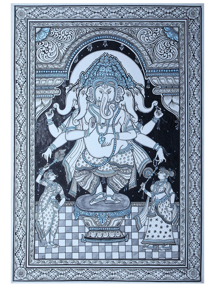 Panchamukhi Ganesha Pattachitra Painting on Cloth · view 1