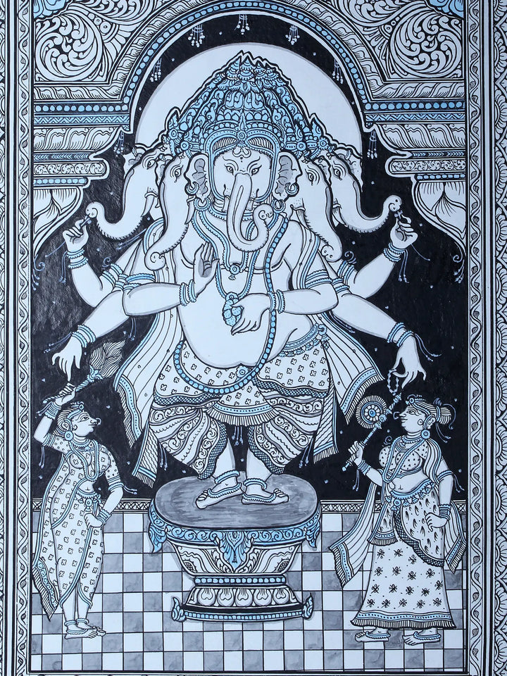 Panchamukhi Ganesha Pattachitra Painting on Cloth · view 2