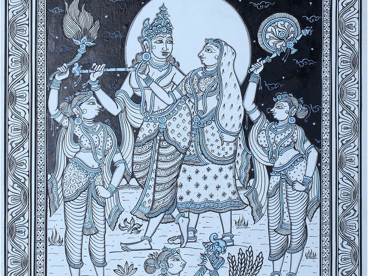 Murlidhar with Radha (Radha-Krishna) Pattachitra Painting on Cloth by Rabi Behera · view 4