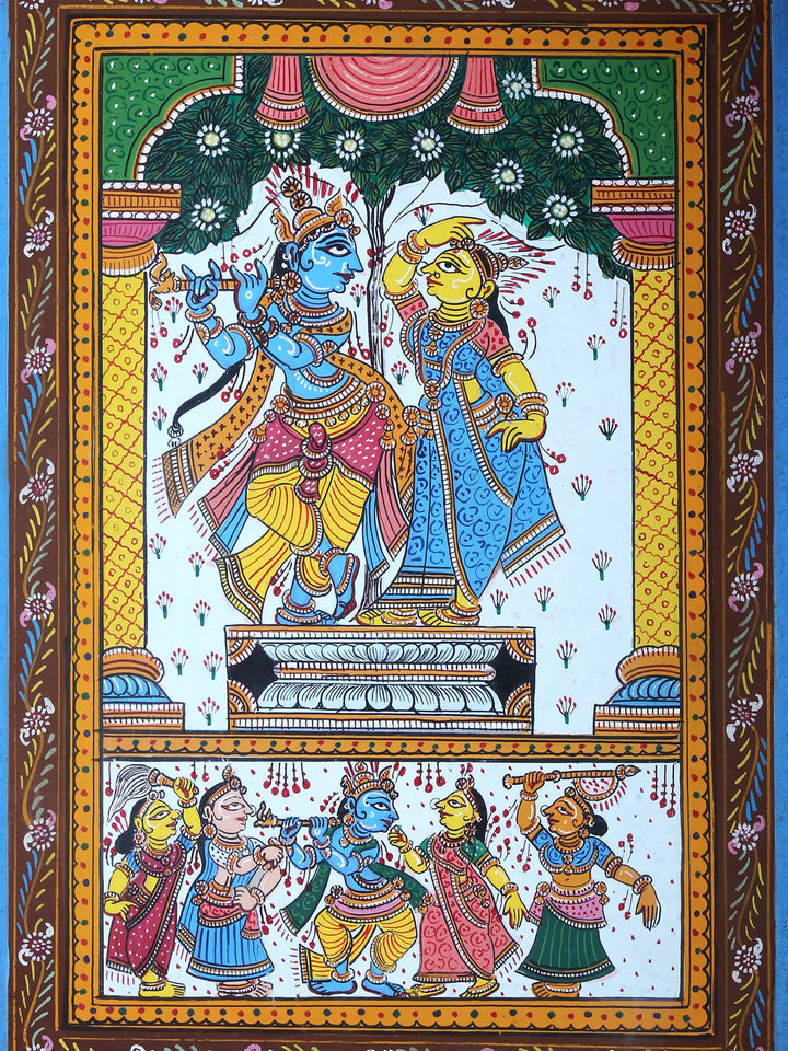 Radha-Krishna Pattachitra Painting on Cloth by Rabi Behera · view 2