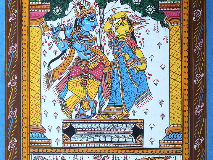 Radha-Krishna Pattachitra Painting on Cloth by Rabi Behera · view 4