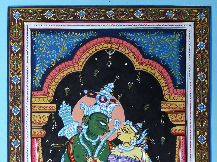 Lord Ram with Devi Sita Pattachitra Painting on Cloth by Rabi Behera · view 3