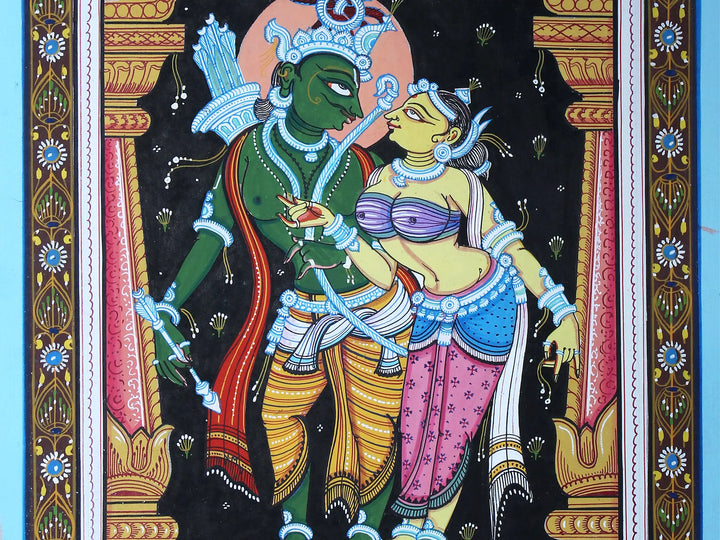 Lord Ram with Devi Sita Pattachitra Painting on Cloth by Rabi Behera · view 4
