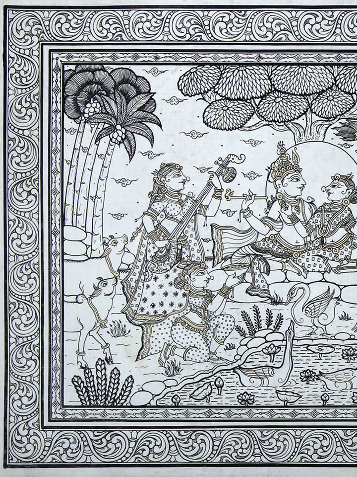 Shri Krishna Rasa Leela Pattachitra Painting on Cloth by Rabi Behera · view 2