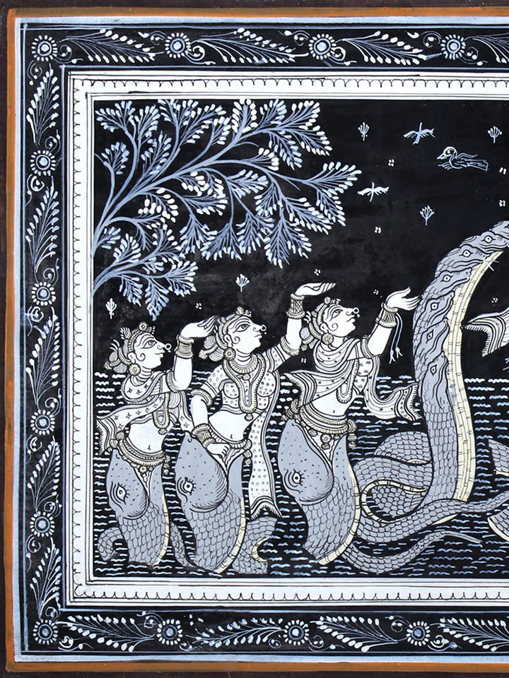 Krishna Subduing Kaliya and Being Worshipped Pattachitra Painting on Cloth by Rabi Behera · view 2