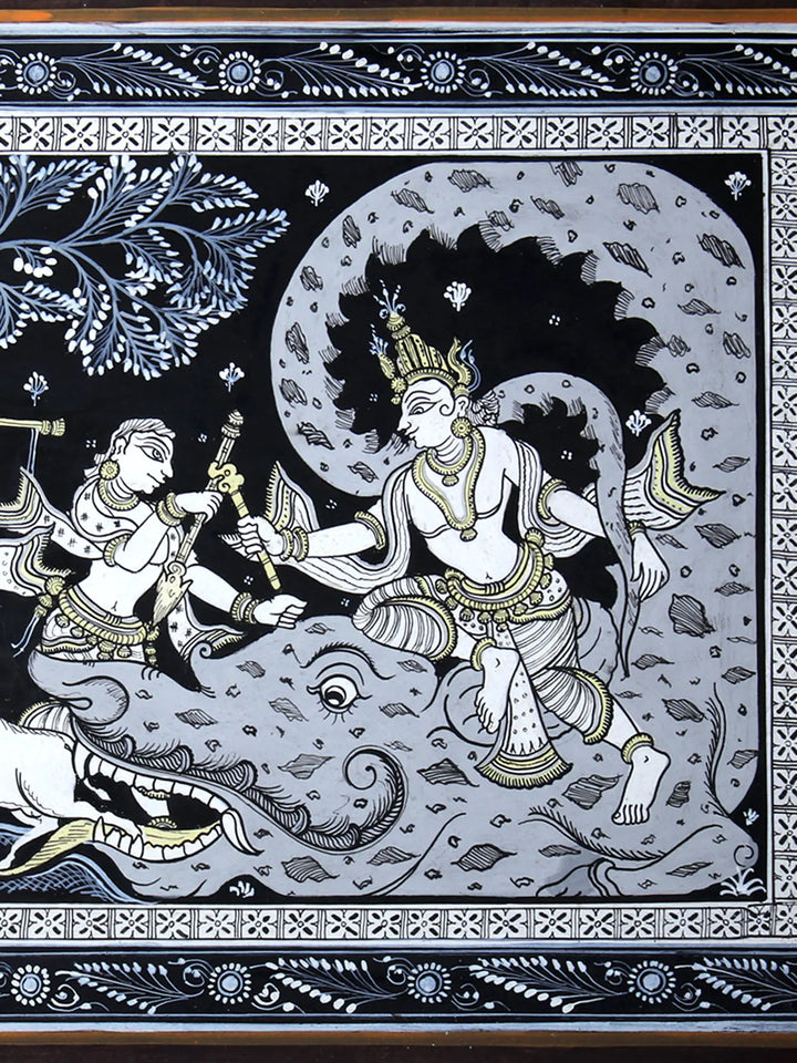 Krishna Killing the Demon Aghasura Pattachitra Painting on Cloth by Rabi Behera · view 3