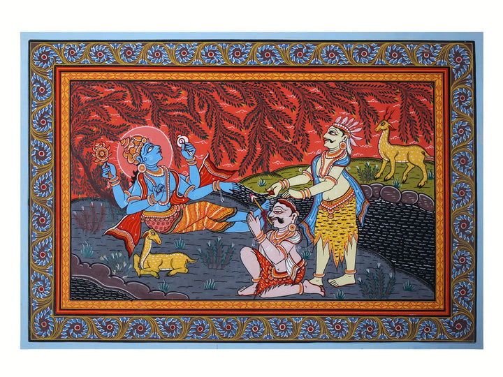 Lord Krishna Shot Pattachitra Painting on Cloth by Rabi Behera · view 1