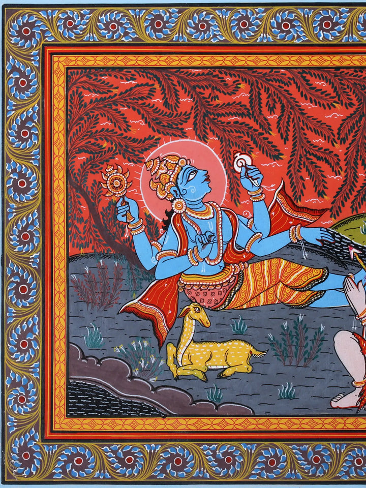 Lord Krishna Shot Pattachitra Painting on Cloth by Rabi Behera · view 2