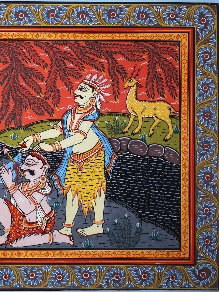 Lord Krishna Shot Pattachitra Painting on Cloth by Rabi Behera · view 4