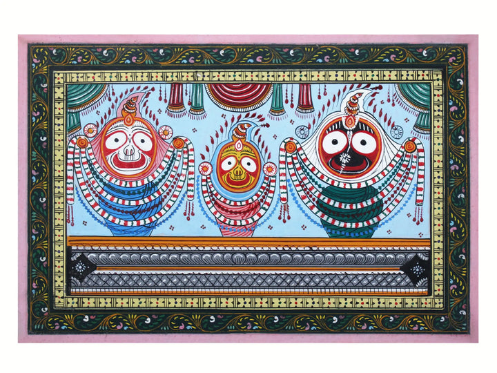 Lord Jagannath Ji (Krishna Subhadra-Balabhadra) Pattachitra Painting on Cloth by Rabi Behera · view 1