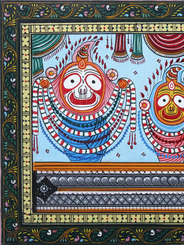 Lord Jagannath Ji (Krishna Subhadra-Balabhadra) Pattachitra Painting on Cloth by Rabi Behera · view 2