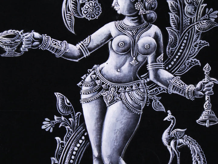 The Devoted Beauty: Lady Praying in Patachitra Pattachitra Painting on Cloth by Rabi Behera Pattachitra · view 4