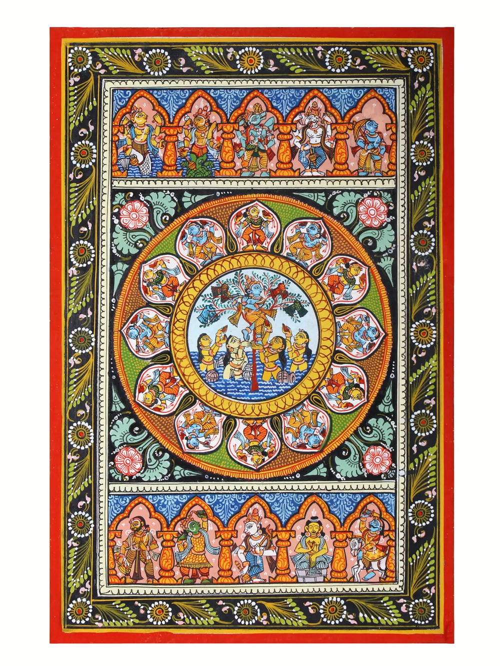 The Gopis Plead with Krishna to Return Their Clothing With Dashavatara of Lord Vishnu