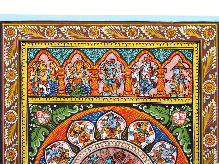 Lord Krishna Stealing the Clothes of Gopis Pattachitra Painting on Cloth by Rabi Behera · view 2