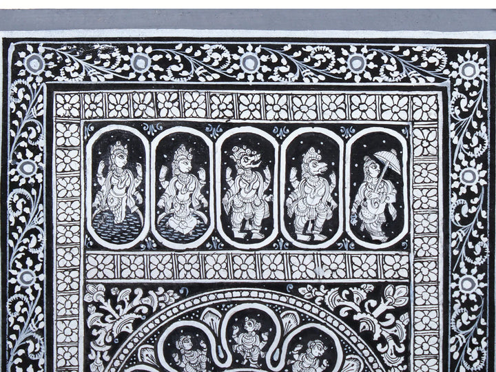 Radha-Krishna with Ten Incarnations of Lord Vishnu (Dashavatara) Pattachitra Painting on Cloth by Rabi Behera · view 2