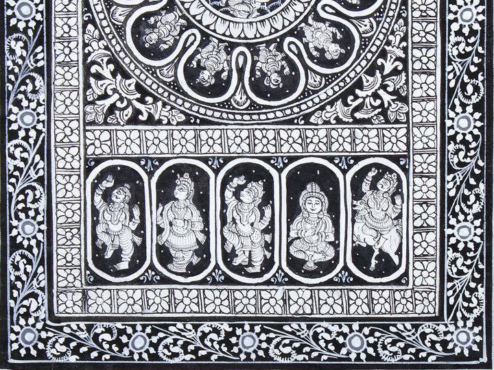 Radha-Krishna with Ten Incarnations of Lord Vishnu (Dashavatara) Pattachitra Painting on Cloth by Rabi Behera · view 4