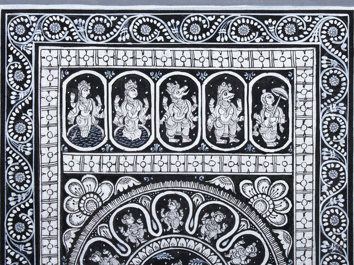 Radha-krishna with Dashavatara of Lord Vishnu Pattachitra Painting on Cloth by Rabi Behera · view 2