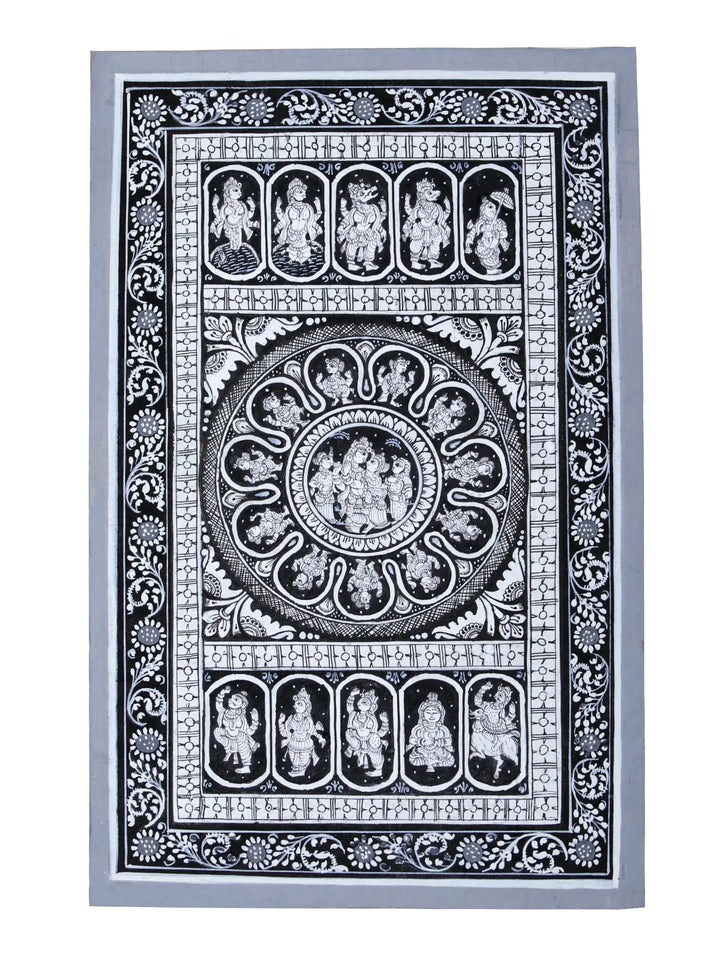 Radha-Krishna with Gopis Pattachitra Painting on Cloth by Rabi Behera · view 1
