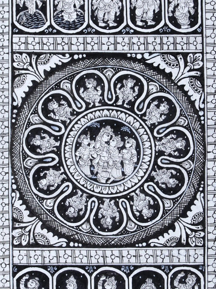 Radha-Krishna with Gopis Pattachitra Painting on Cloth by Rabi Behera · view 4