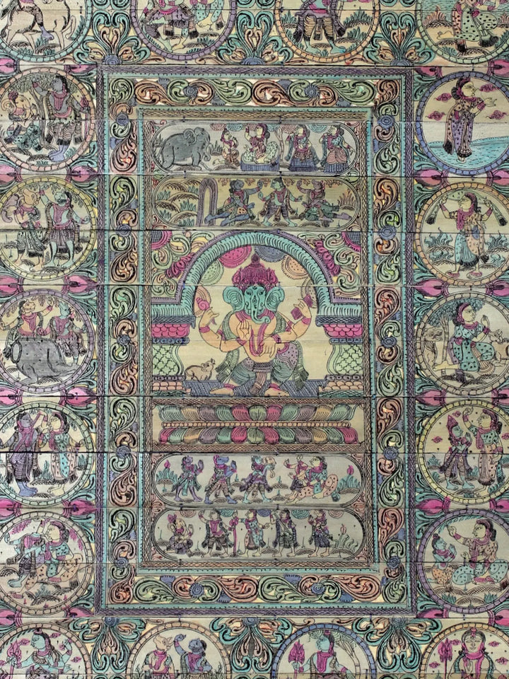 Lord Ganesha Life Story Pattachitra Painting on Cloth by Rabi Behera · view 3