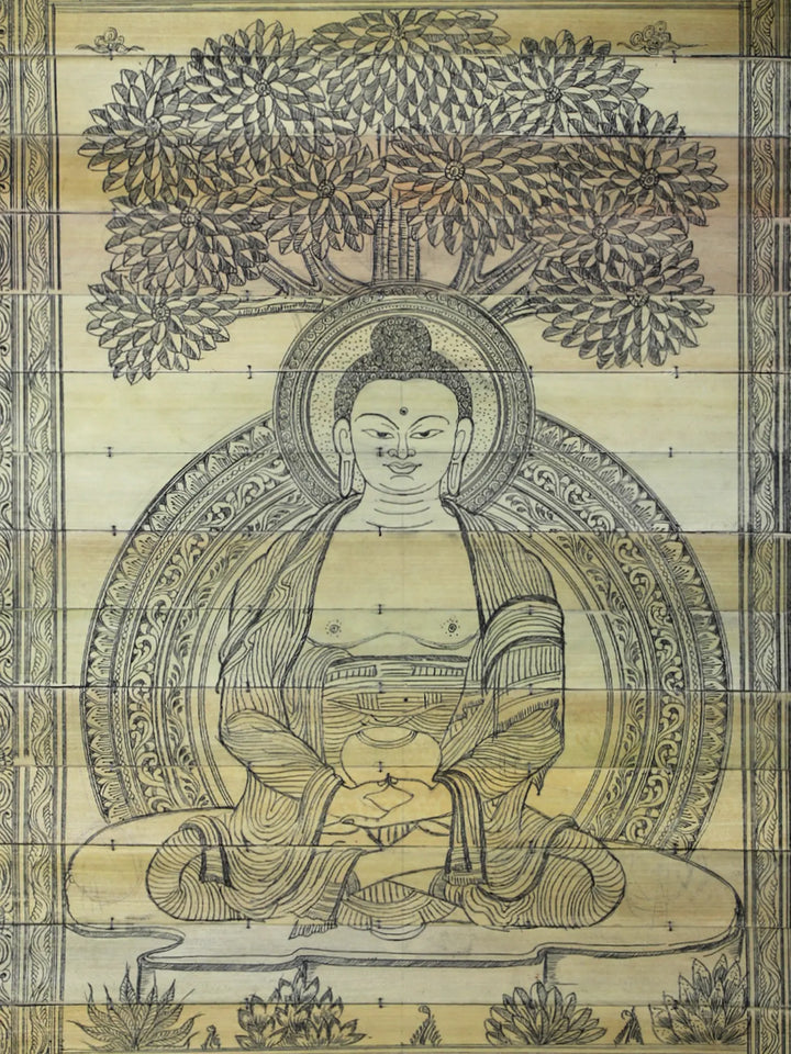 Gautam Buddha under Bodhi Tree Pattachitra Painting on Cloth by Rabi Behera · view 2