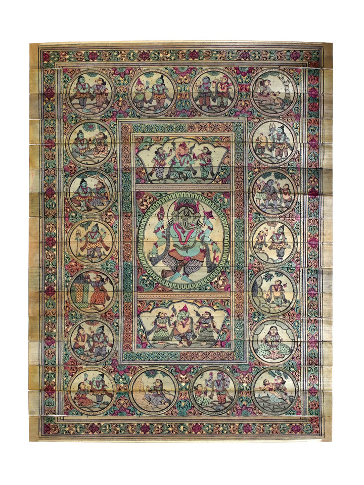 The Story of Vighnaharta Ganesha Pattachitra Painting on Cloth by Rabi Behera · view 1
