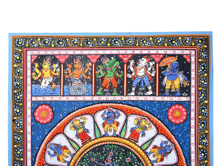 The Gopis Plead with Krishna to Return Their Clothing Pattachitra Painting on Cloth by Rabi Behera · view 3