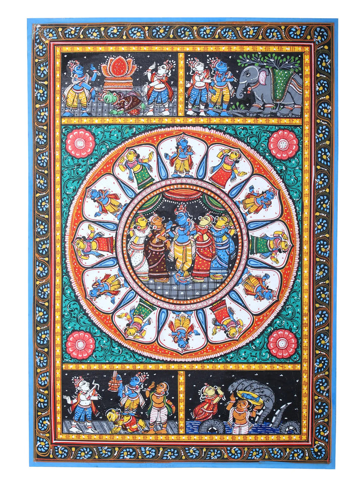 Krishna Lila Pattachitra Painting on Cloth by Rabi Behera · view 1
