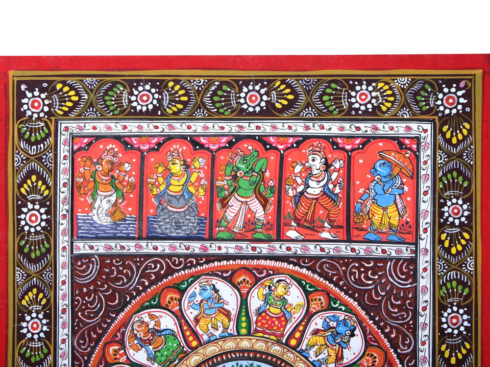 Lord Krishna Stealing The Clothes of Gopis with Dashavatara of Lord Vishnu