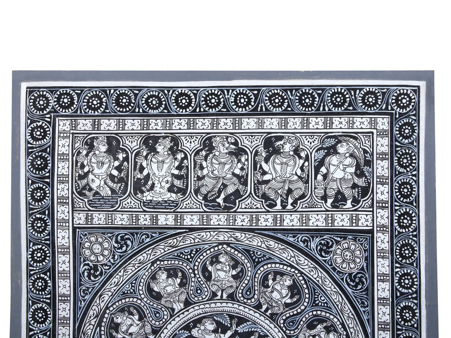 Lord Krishna Killing the Demon Bakasura Pattachitra Painting on Cloth by Rabi Behera