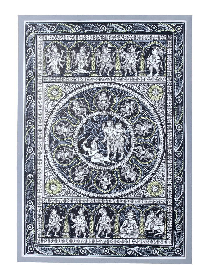 Lord Krishna Gives Moksha to Yamalarjun Pattachitra Painting on Cloth by Rabi Behera · view 1